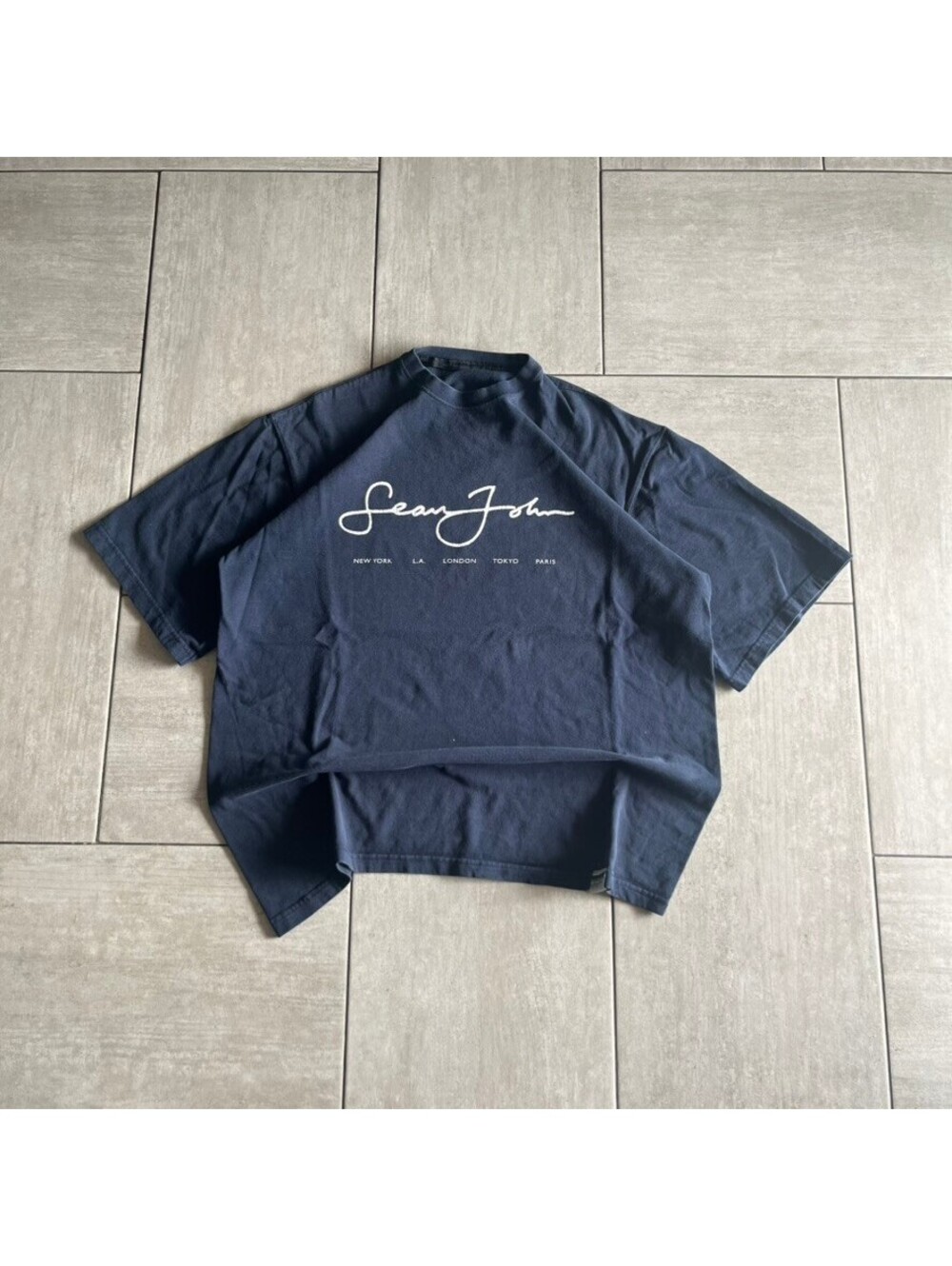 Sean John Navy Blue Logo Graphic Short Sleeve T-Shirt XL